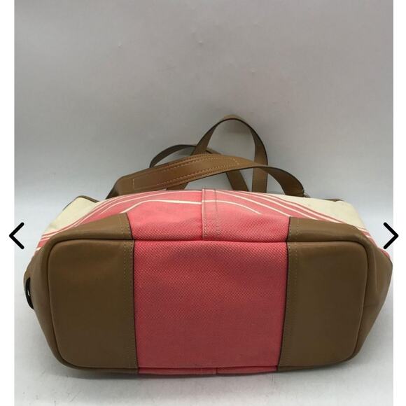 COACH GUC HADLEY STRIPED CANVAS LARGE TOTE BAG - Picture 4 of 8